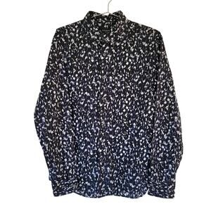 Club Monaco Slim Fit Button down Shirt Mens Size Medium Navy Blue White Cotton